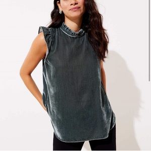 🐺 LOFT Velvet Ruffle Top